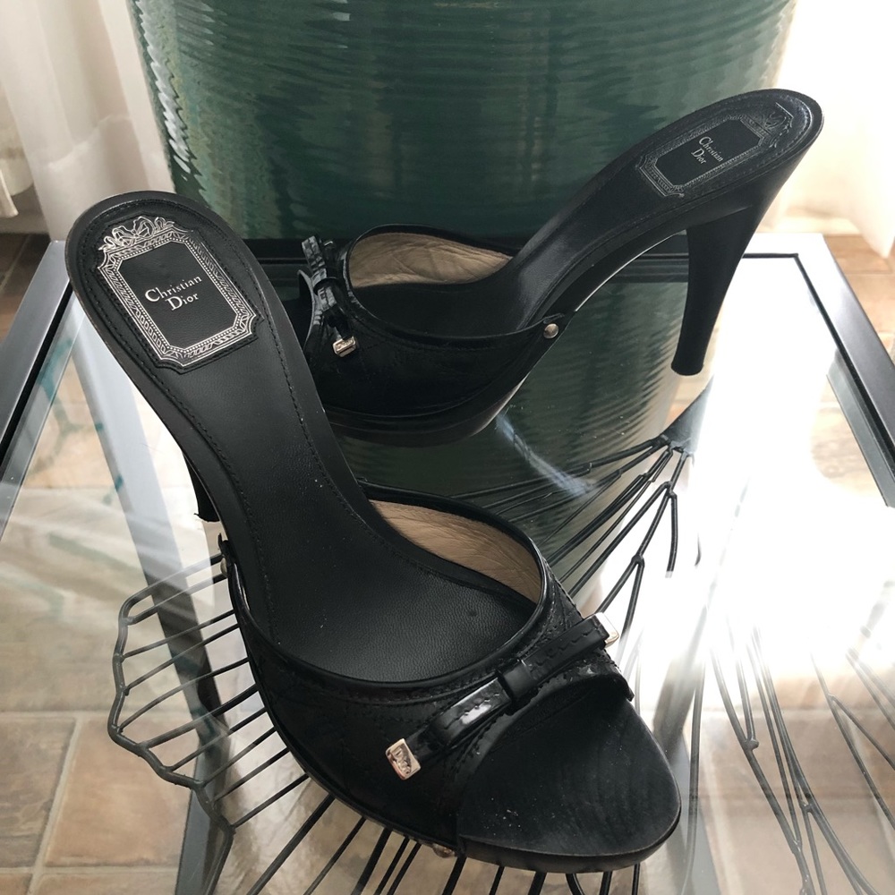 Christian Dior Wooden mules Sandals Bow Quilted